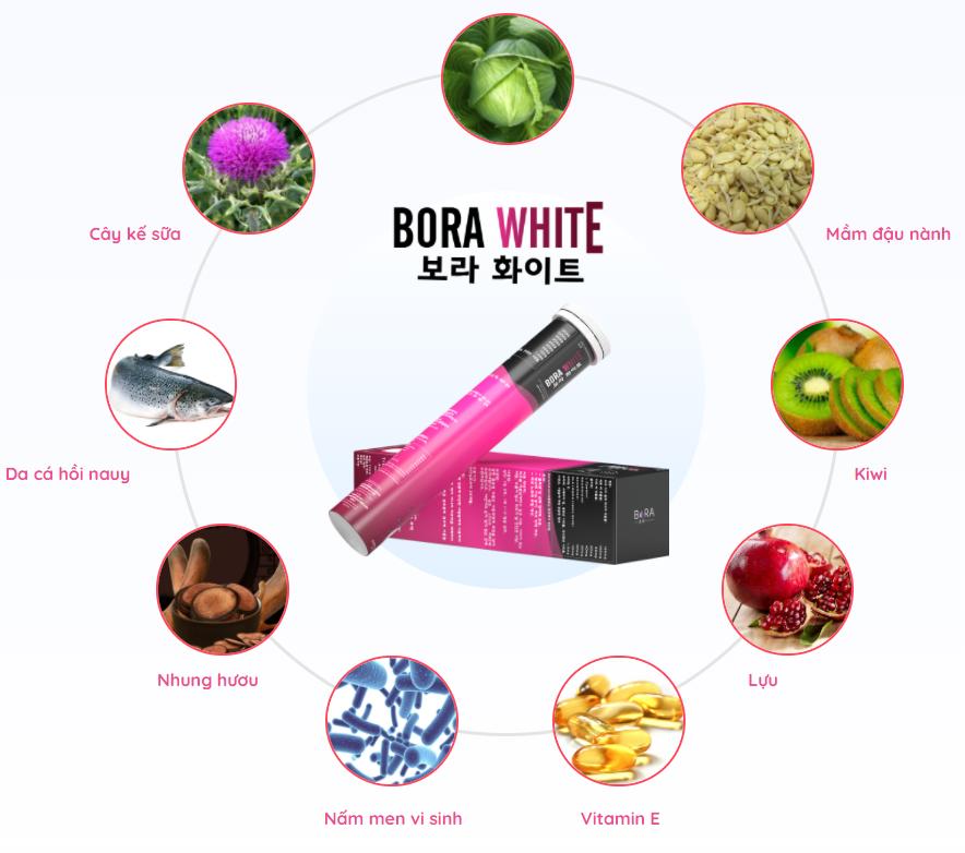 thanh phan cua vien uong trang sang da bora white